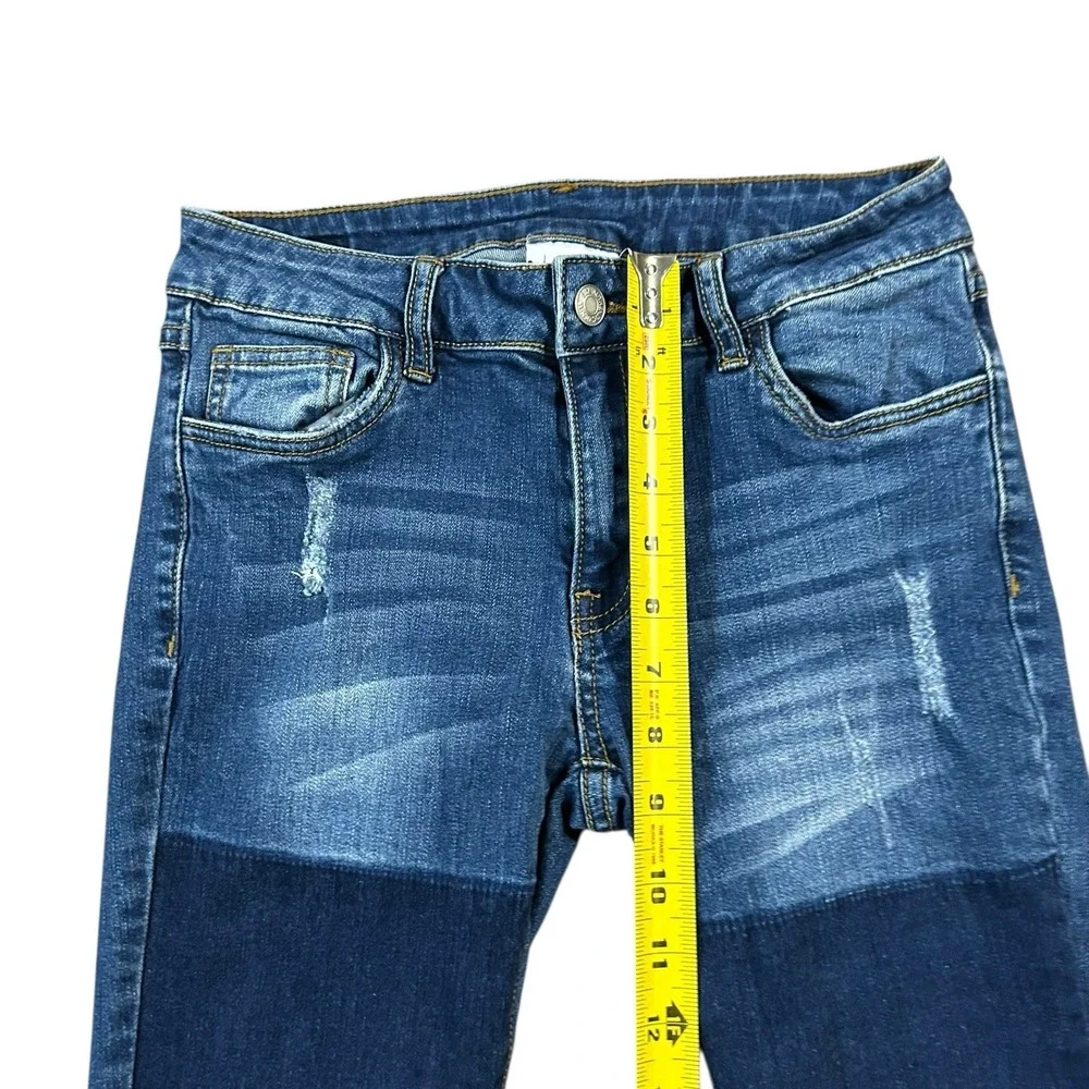 LITZ Size 28‎ PATCHWORK Destructed Low Stretch Jeans Skinny Blue